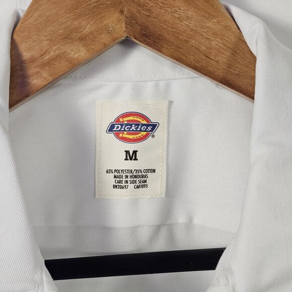 NwT Dickies Original Fit Men White Work Button Down Shirt Company Logo Utility M - Picture 3 of 4